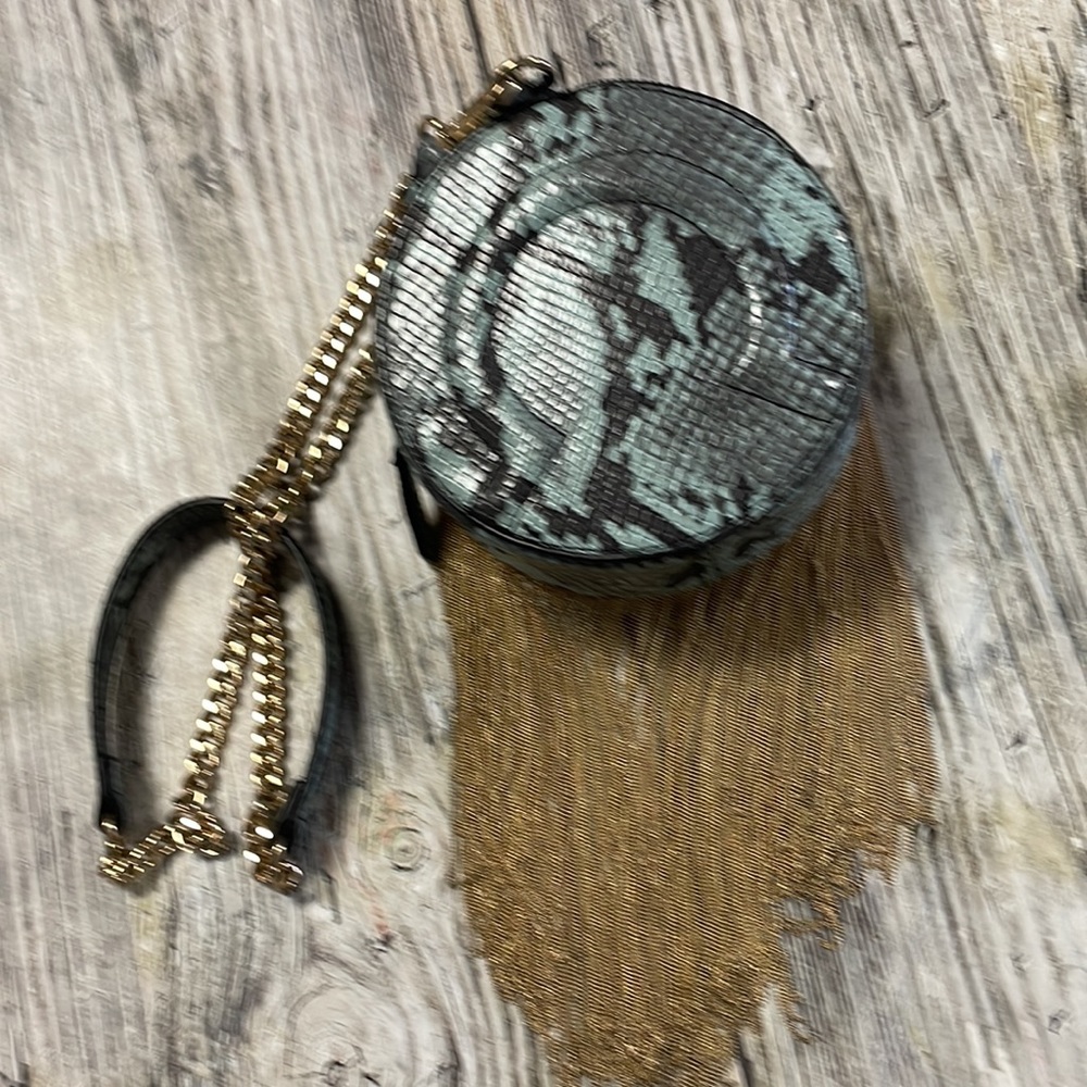 Zara Blue And Gold Python Bag - image 8